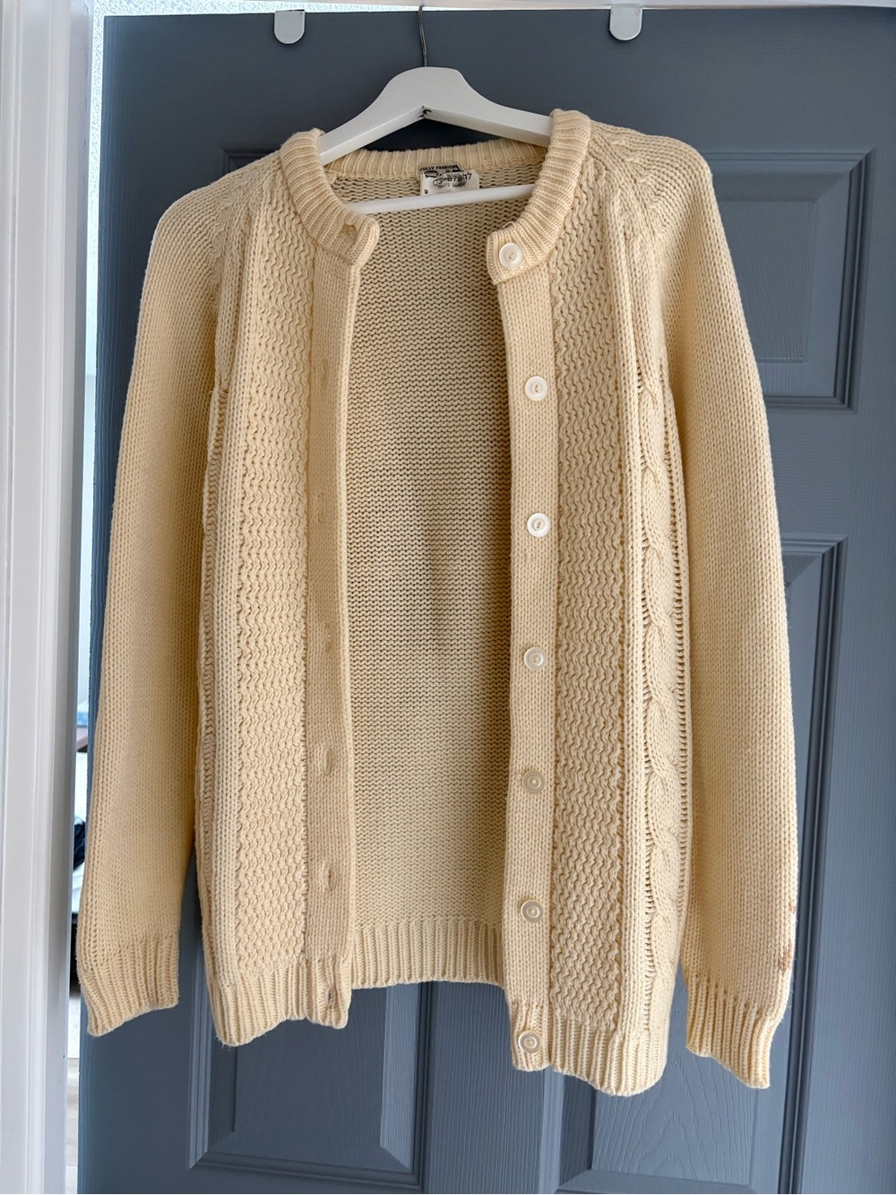 Society Cream Cable-Knit Button Front Cardigan